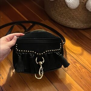 Rebecca Minkoff Black and Gold Crossbody Bag with Structured Design